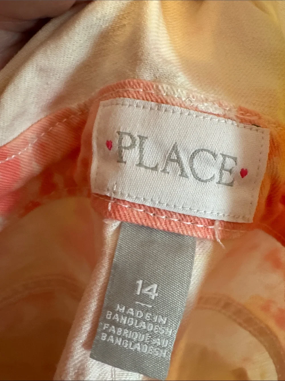 Children’s Place Coral Pink and Yellow Tie-Dye Short Overalls